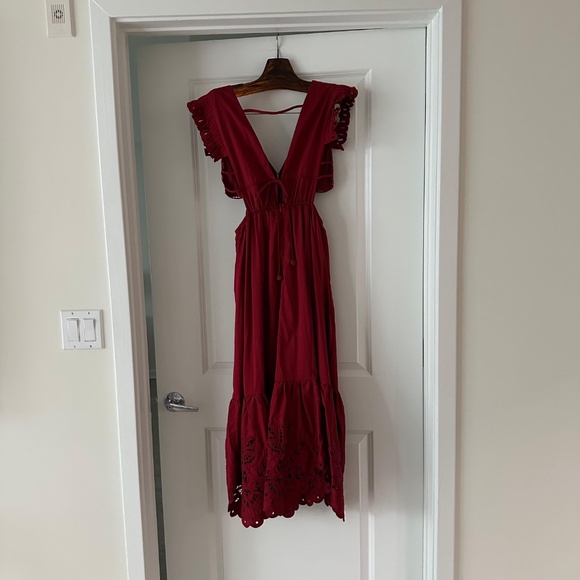 Farm Rio Red Butterfly Cut-Out Midi Dress - Picture 4 of 9